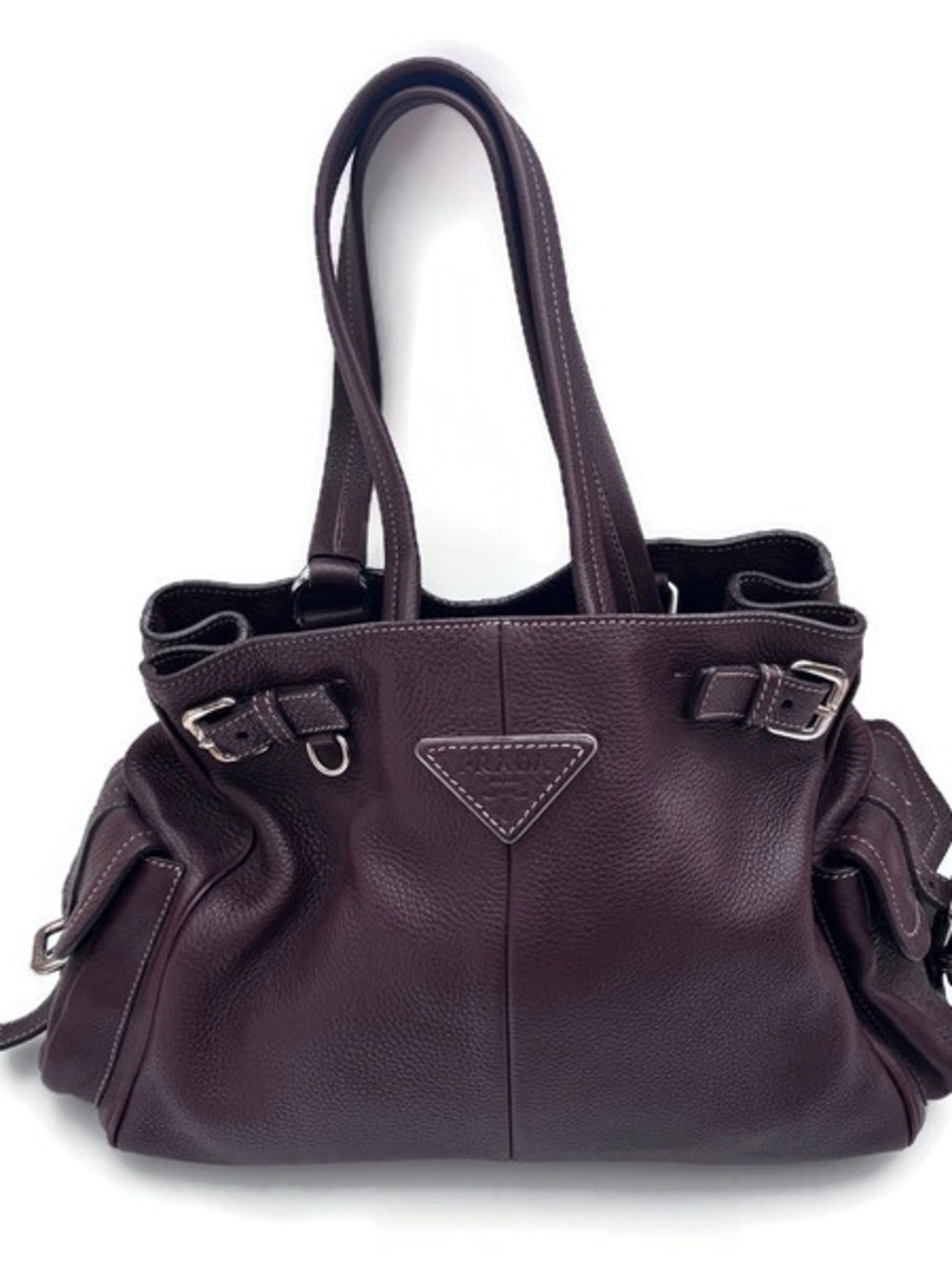 Vintage 2000s Authentic Prada Brown Leather Shoulder Bag